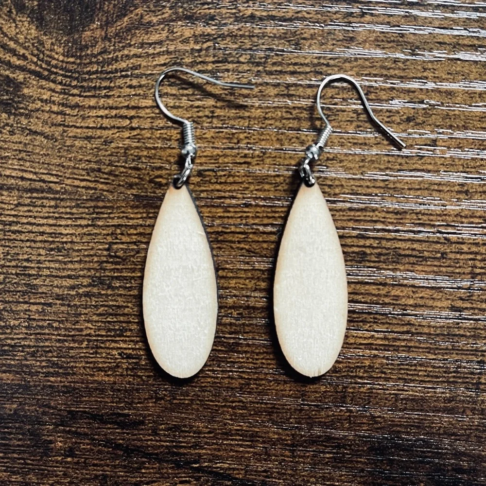 🟢 FREE WITH ANY PURCHASE OVER $10. Pine Tree Star Moon Earrings Wood Blue, Black